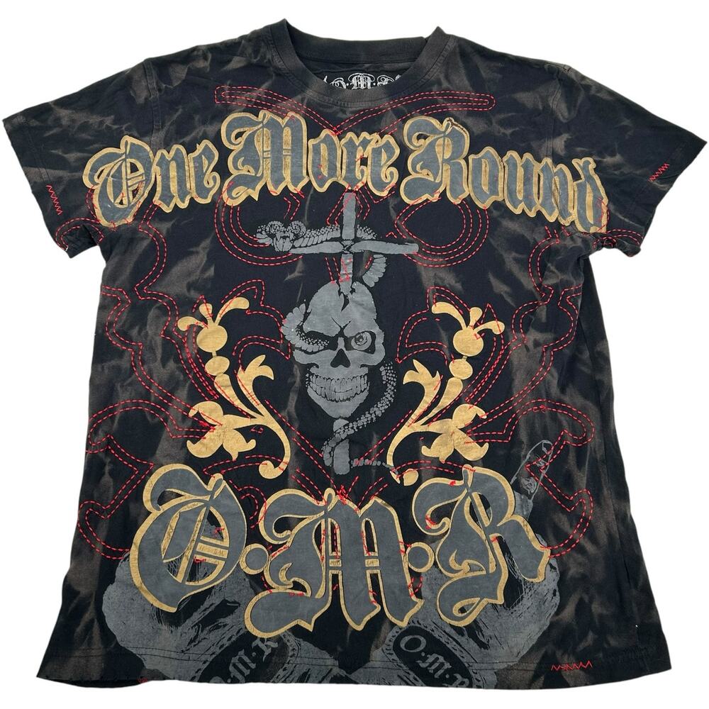 Vintage y2k Mens XL One More Round MMA UFC Double sided affliction style t shirt